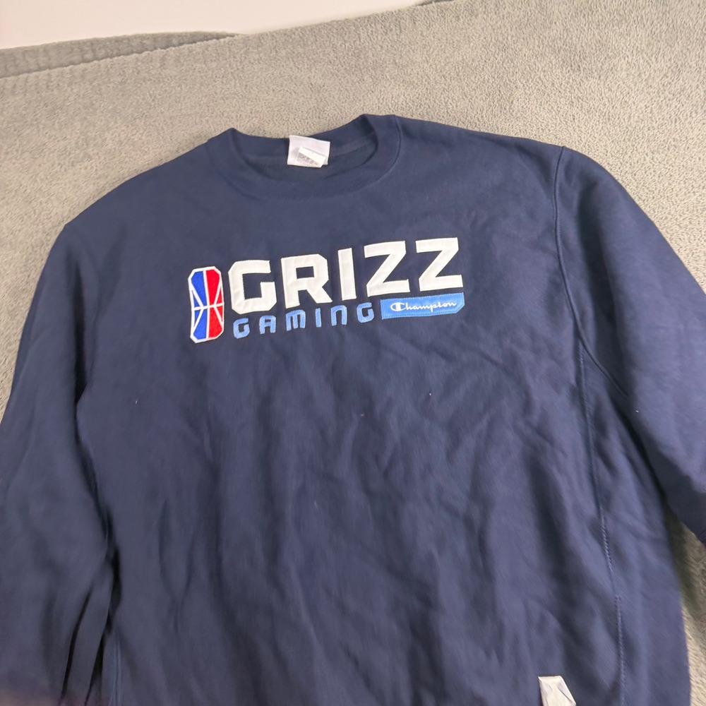 Champion Reverse Weave Grizz Gaming Sweatshirt Navy Blue Large NBA 2K League